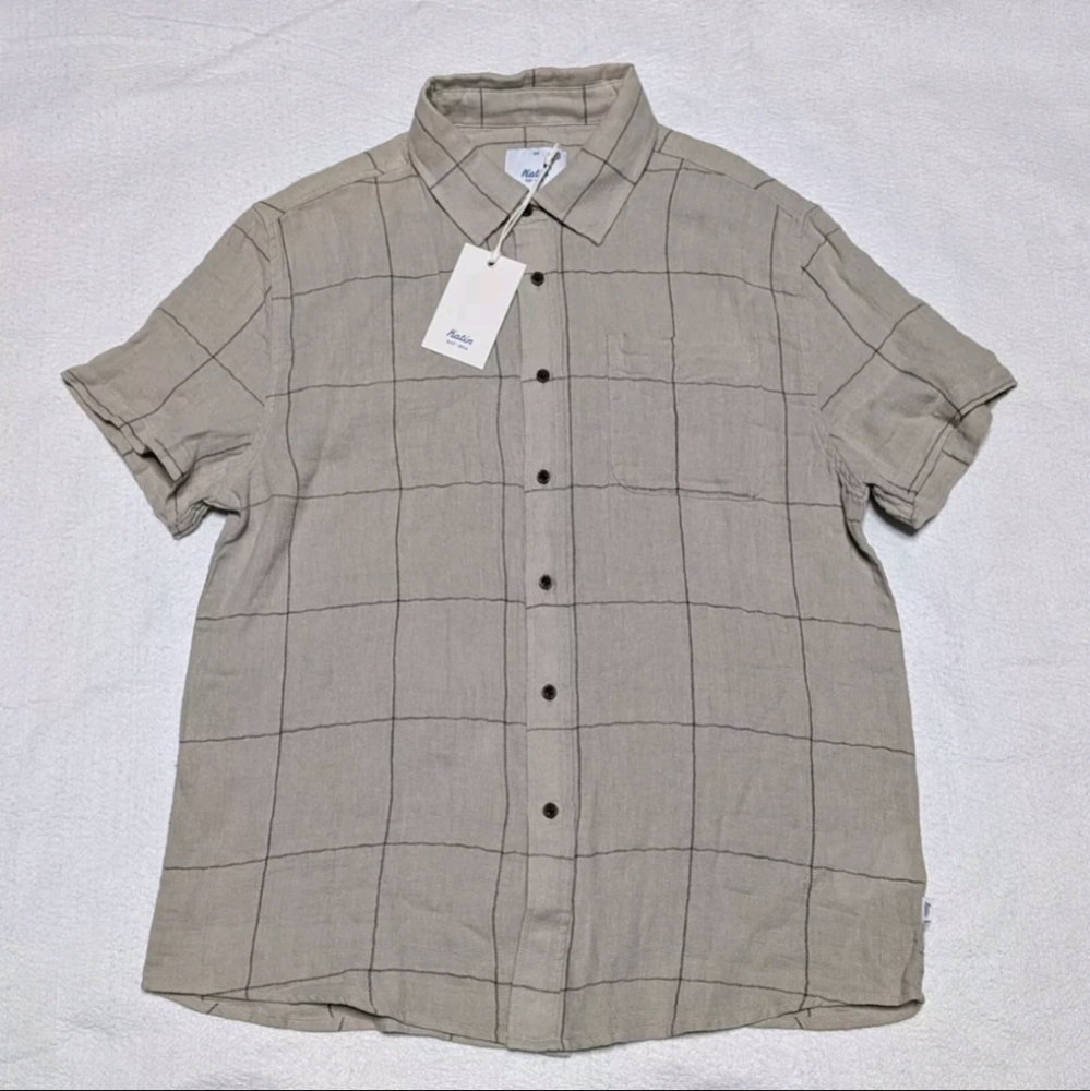 NEW Katin Monty Short Sleeve Shirt Mens Size Small Linen Woven Button Up Gray